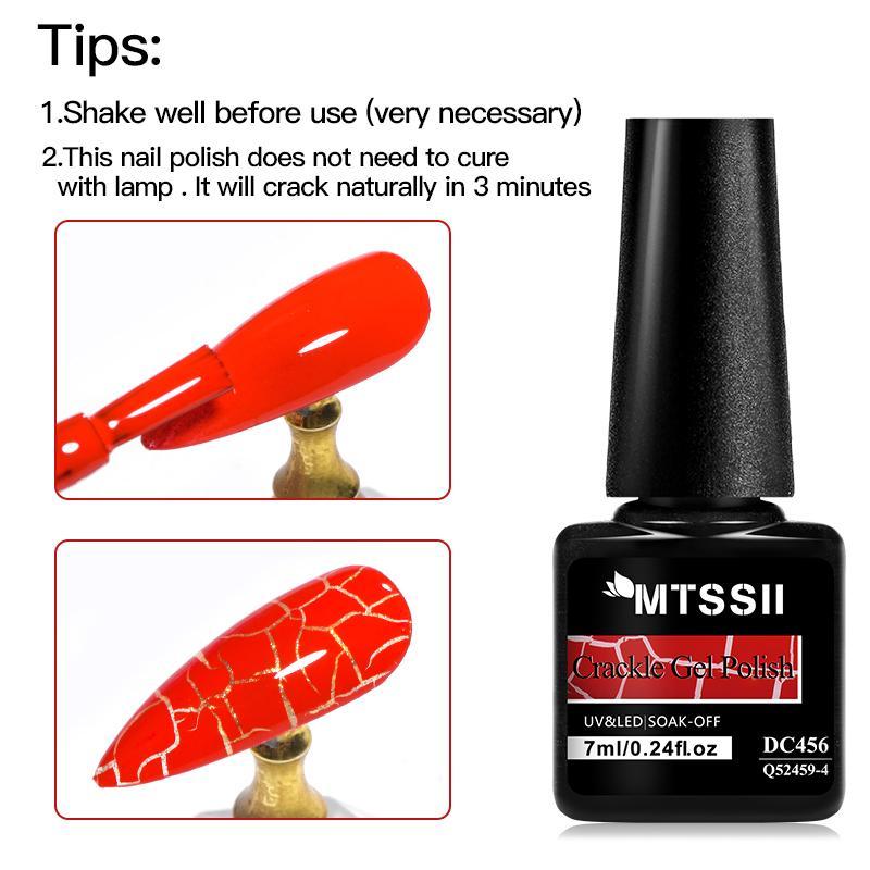 Crackle Gel Nail Polish Set, 12pcs set Quickly Dry Cracking Nail Lacquer, Soak Off Nail Art Varnish, Hybrid Semi Permanent Base Top Coat