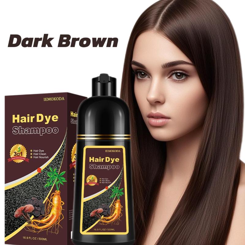 Dark Brown Hair Dye Shampoo 3-in-1，100% Gray Coverage，Simple and Effective Brown Shampoo,Herbal Ingrdient & Easy To Use  At Home.Haircare