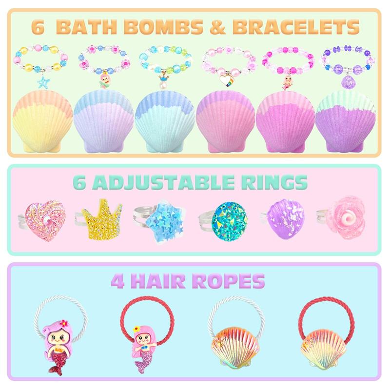 Shell Children's Explosion Bath Salt Gift Set (comes with blind box), a set of six different flavors, can be used as birthday gifts, handmade bubble baths cottonbathbombcottonreal