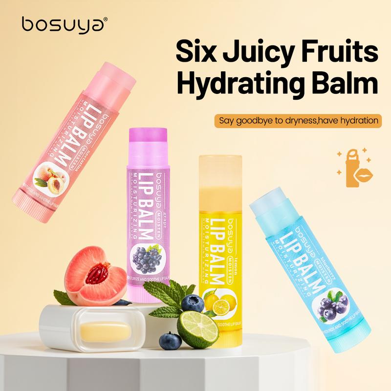 Bosuya Lip Balm Stocking Stuffers, Moisturizing Lip Care Christmas Gifts, Original Beeswax with Vitamin E  Natural Origin Lip Care (6-Pack)
