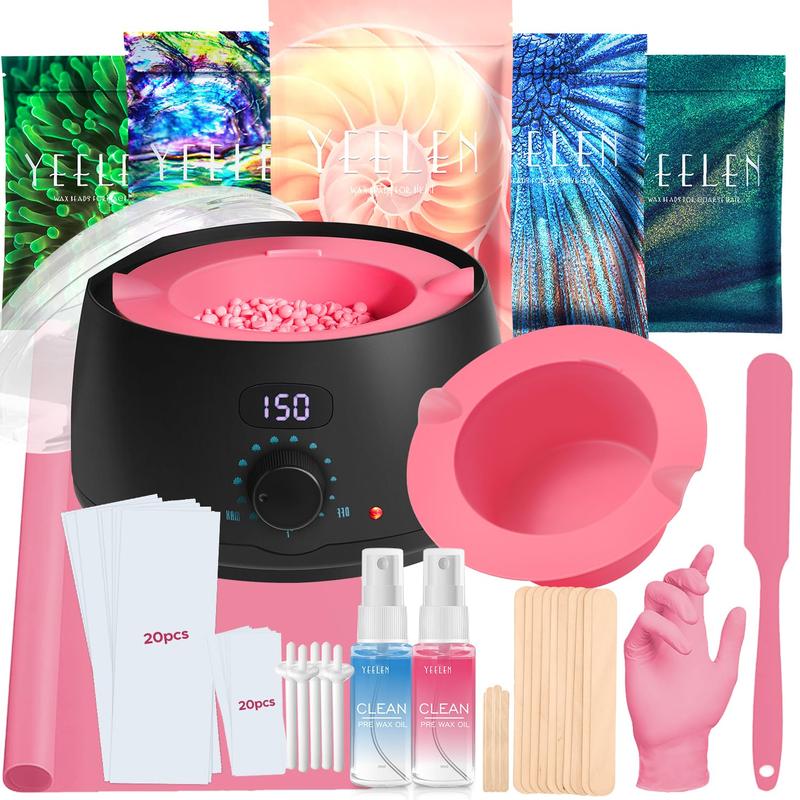 Complete Home Waxing Kit for Women:  Brazilian Eyebrow Bikini  &   - with 5 Packs Hard Wax Beads Digital Wax Warmer for Hair Removal