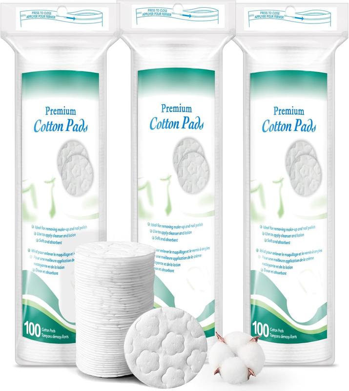 Premium Cotton Rounds for , 300 Count Makeup Remover Pads,  Pure &  Facial Cleansing Round Pads, , Lint-Free