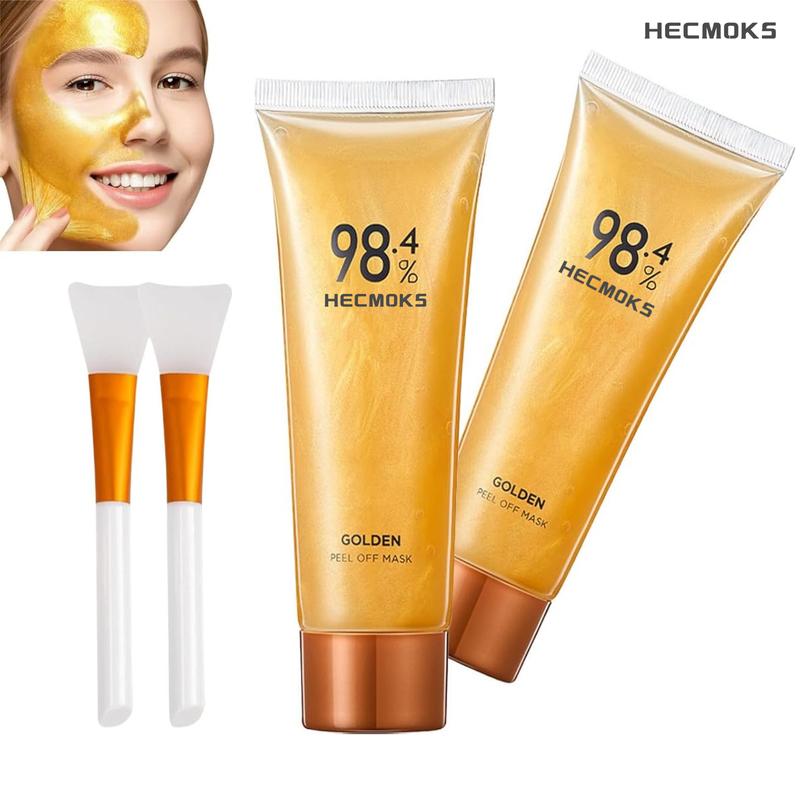 Hecmoks Gold Foil Peel-Off Mask,98.4% Golden Peel Off Mask,Gold Face Mask for Moisturizing,Removes Blackheads,Reduces Fine Lines,Cleans Pores Skincare