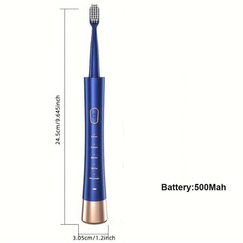 USB Rechargeable Electric Toothbrush, 1 Box Electric Toothbrush & Brush Heads, 2 Mins Timer 5 Modes, Personal Oral Care Appliances for Adults, Christmas Gift