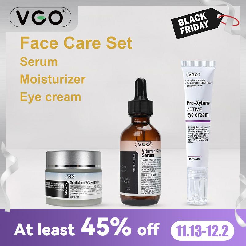 VGO-Vitamin C Serum, Moisturizer, and Eye Cream Set Cleansing Moisturizing Suitable for sensitive skin-A Comfort Skin Repair-A
