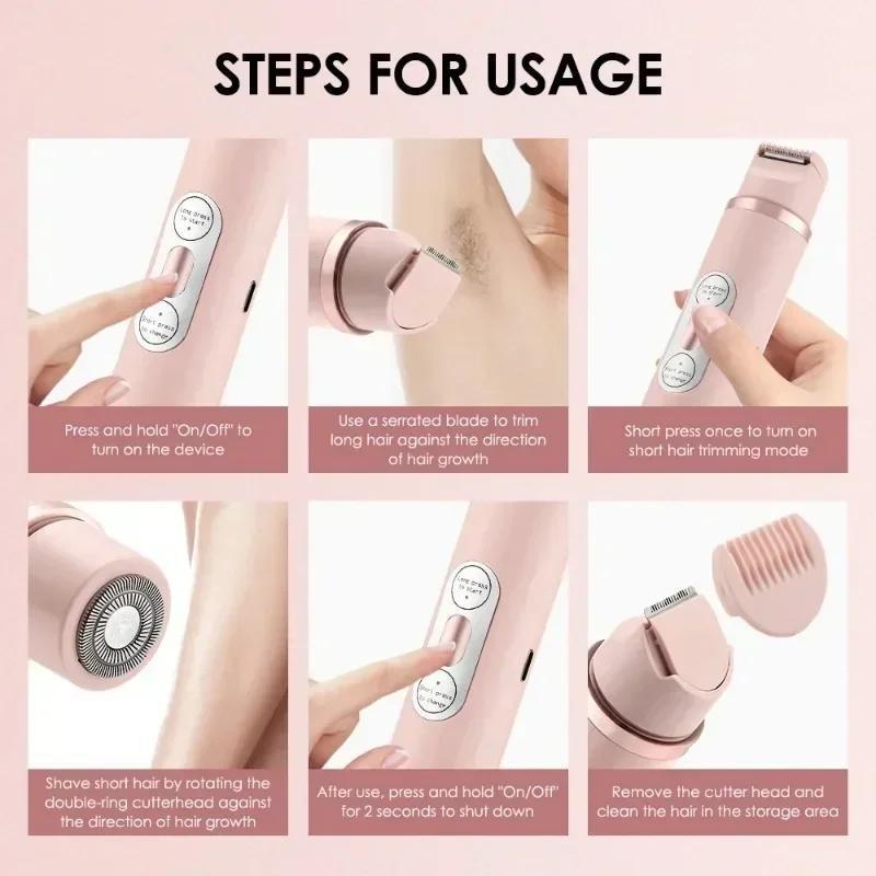 2 in 1 Electric Shaver for Women, 1 Box Rechargeable Electric Shaver & Accessories, Wet and Dry Use Body Trimmer for Home & Travel, Christmas, Winter Gifts