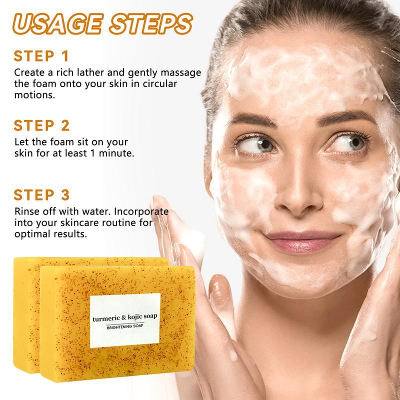 HandMade Brightening soap With LemonTurmeric & Kojic Acid for Men andWomen,Rich foam,smells like lemonturmeric,Suitable for washing face, Cleansing the skin