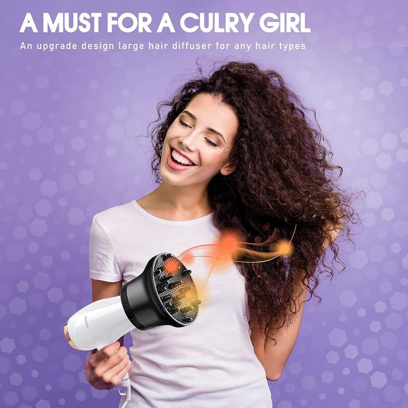 Professional Diffuser Attachment, Universal Hair Diffuser for Straightening & Curly Hair, Lightweight Portable Travel Design Hair Blower Diffuser