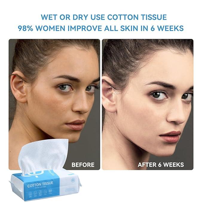 Cotton Disposable Face Towels (60 Count) – Gentle Face Wipes for Sensitive Skin, Makeup Removal & Facial Cleansing- Ideal for Skincare