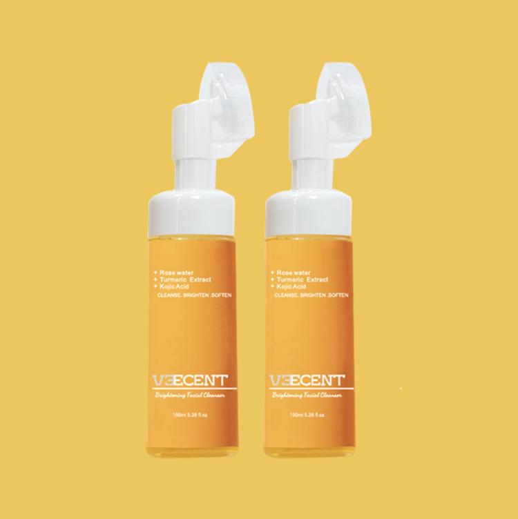 2 pics   pack NEW - Veecent Turmeric + Kojic Acid Foaming Facial Cleanser + Silicone Brush Cleansing Skincare