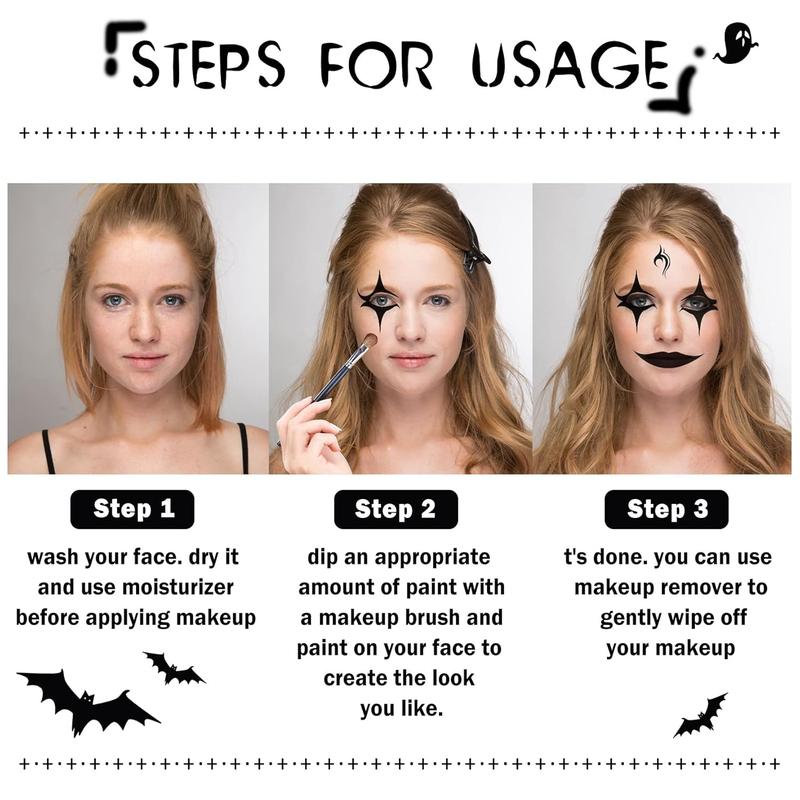 Black and White Face Painting Kit Body and Face Painting Kit for Halloween Special Effects SFX Clown Skeleton Cosplay Makeup Kit