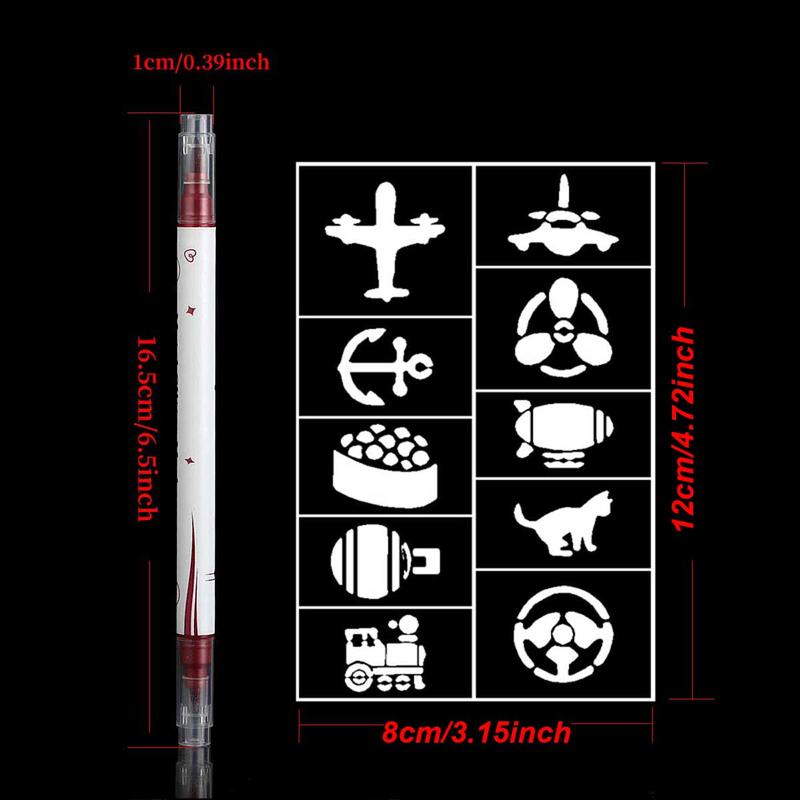 Temporary Tattoo Pen Set, 20pcs set Colorful Tattoo Pen & Unique Design Tattoo Template, Painless Body Art Tool Set for Women & Men, Christmas Gift