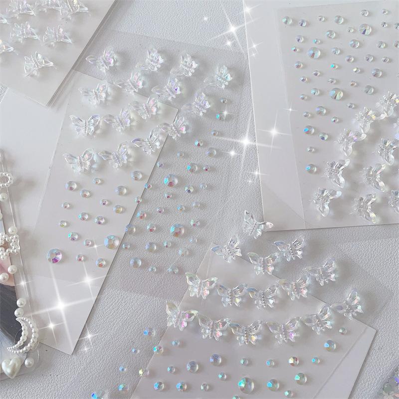 3D Butterfly Imitation Rhinestone Decorative Sticker, 2 Counts Colorful Princess Style Firm and Not Hurt The Skin Face Sticker, Suitable for Party Makeup
