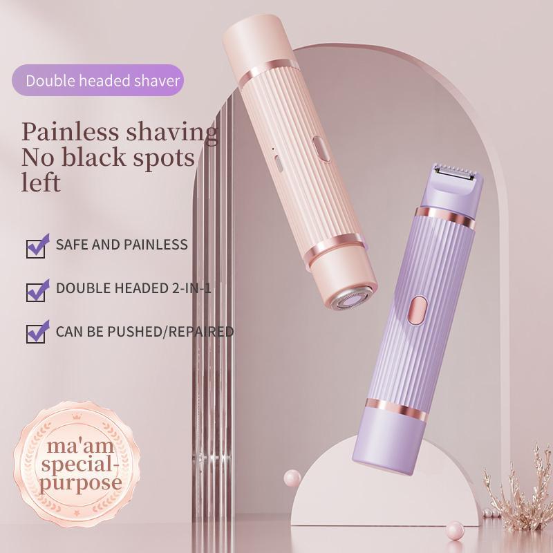 2 in 1 Electric Hair Trimmer for Women, 1 Count Rechargeable Body & Face Hair Removal Kit, Waterproof Wet & Dry Women's Electric Shaver & Epilator, Christmas Gift