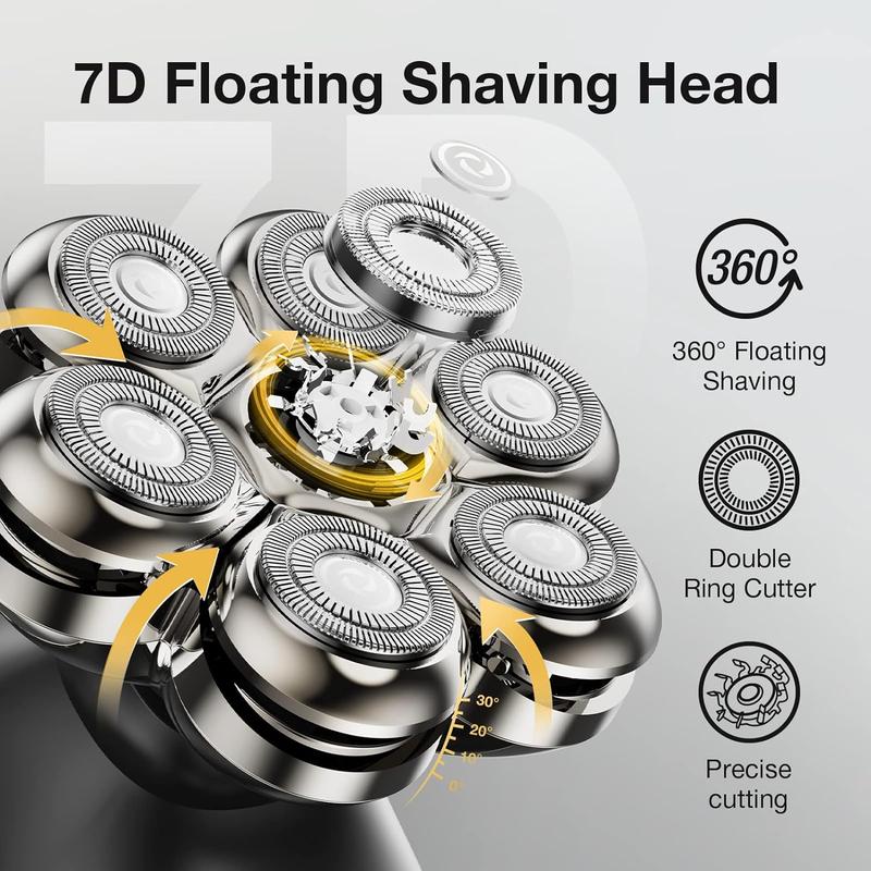 7 Blade Floating Replacement Shaver Head, Washable Shaver Blade Head Replacement Head Shaver, Wet and Dry Compatible Rotary Shaver
