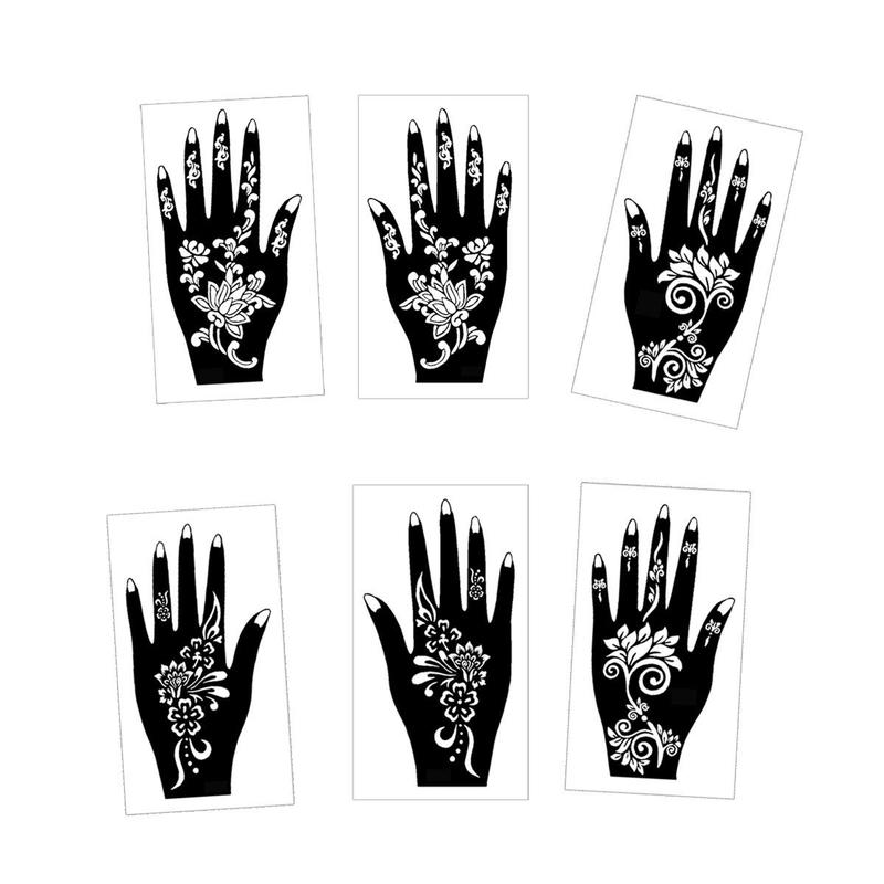 Hollow Out Design Temporary Tattoo Stencil, 6 Counts set Disposable Floral Design Body Art Templates for Women, Perfect for Women
