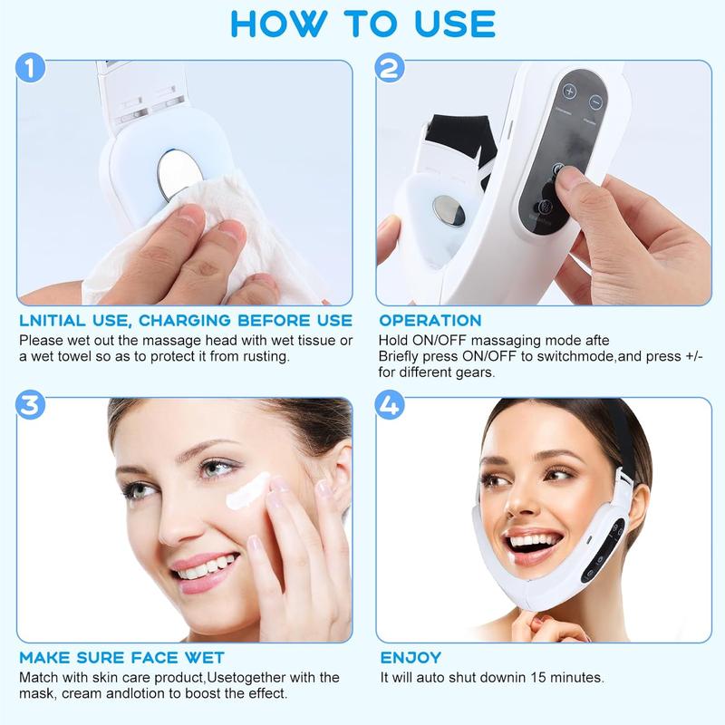 Double Chin Reducer Machine, Electric V-Face Shaping Eliminator, 3 Modes and 13 Intensity Levels 5 LED Color Face Lift Device, Intelligent Lifting Firming Saggy Skin Tightening Machine for Women Skin Care Comfort Facial