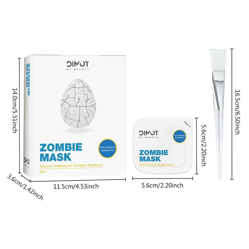Zombie Facial Mask for Christmas Gift, 8 Counts box Moisturizing & Hydrating Skincare Face Mask, Korean Firming Skin Wash Off Face Mask