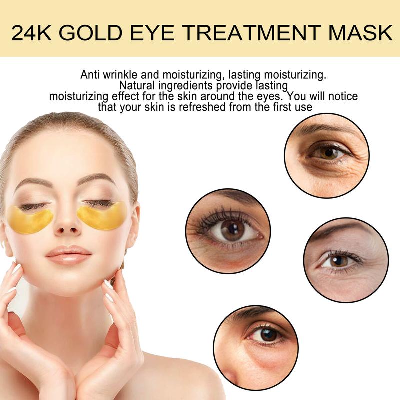 EELHOE 24k Gold Eye Mask 60pcs - Skin Care for Comfort and Firmness Hyaluronic Hyaluronic Acid