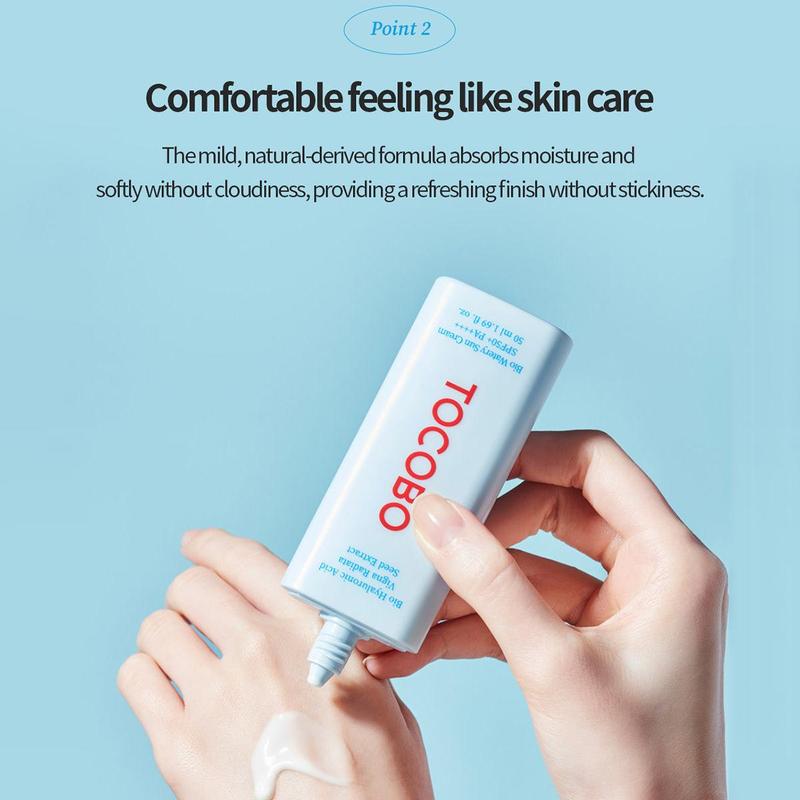 [TOCOBO] Bio Watery Sun Scream SPF50+ PA++++ 50ml, Moisturizing sunscreen, No White Cast, Strong UV Protection, Moist Essence Type, Vegan and Soothing Sun Screen, Ocean Friendly-Reef Safe,  Koren Skin Care
