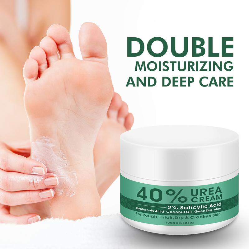 Urea Cream 40% plus Salicylic Acid 2%, Foot Cream for Dry Cracked Heels Feet Knees Elbows Hands, Foot Dead Skin Cuticle Callus Remover Toenail Softener, Keratolytic Skin Barrier Repair Cream