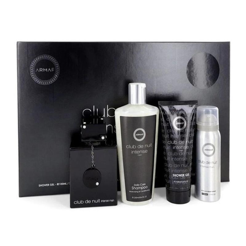 Armaf Club de Nuit Intense Men 4PC Gift Set for Men (3.6 Oz EDT + 1.7 Oz Perfume Body Spray + 3.4 Oz Shower Gel + 8.4 Oz Shampoo) Bodycare Scented Set
