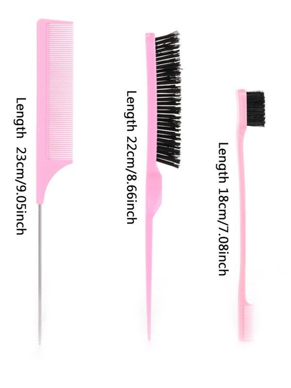 Summer Hair Styling Comb & Hair Wax Stick Kit, Teasing Hair Brush, Rat Tail Comb, Edge Brush for Edge & Back Brushing for Haircare, Hair Styling Tool Set, Hair Salon Kit for Back To School