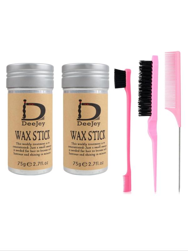 Summer Hair Styling Comb & Hair Wax Stick Kit, Teasing Hair Brush, Rat Tail Comb, Edge Brush for Edge & Back Brushing for Haircare, Hair Styling Tool Set, Hair Salon Kit for Back To School