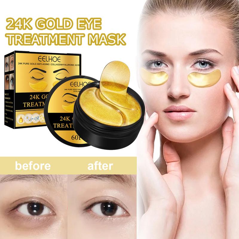EELHOE 24k Gold Eye Mask 60pcs - Skin Care for Comfort and Firmness Hyaluronic Hyaluronic Acid