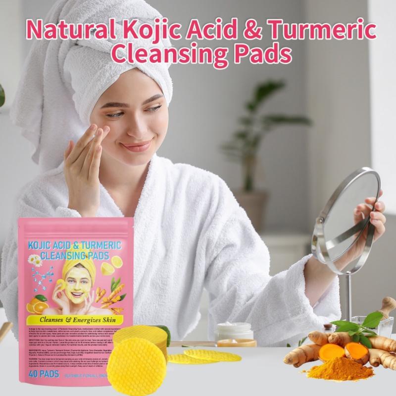 Turmeric Cleansing Pads, 1 Pack 2 Packs(40pcs pack) Gentle Exfoliating Facial Pads, Facial Skin Care Pads, Skin Care Tools for Women