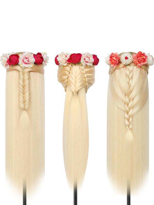 Hairdresser Styling Head with 10 Combs, 2024 New Summer Style Hairdresser Training Head with Free Clamp, Diy Set, Hair Styling Head for Braiding