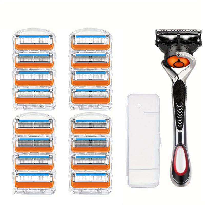 Men's 5 Layers Blade Razor Set, 1 Set Manual Blade Holder with Razor Blades, Beard Shaver for Men, Shaving Razor for Men, Men's Care Product for Christmas Gift