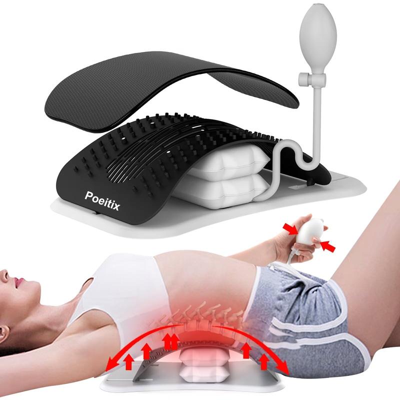 Back Stretcher for Lower Back Pain Relief, Upgraded Lumbar  Cracker Back Popper with Adjustable Air Cushion, Magnetic & Pad Body Care Daily