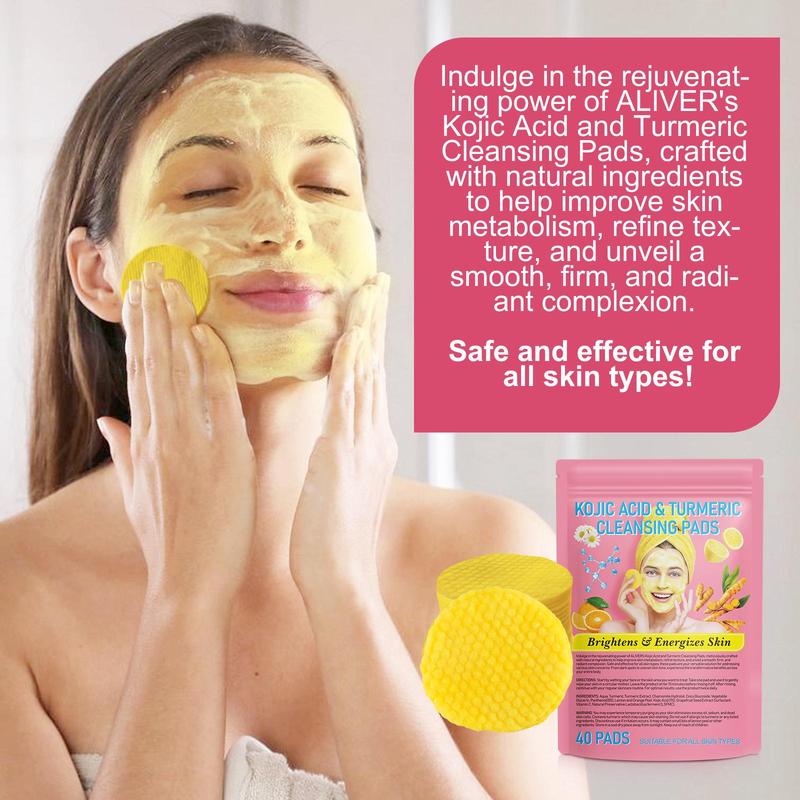 Turmeric & Kojic Acid Facial Cleansing Pad, 4 Packs Exfoliating Cleansing Pads, Facial Cleansing Pad for All Skin Types