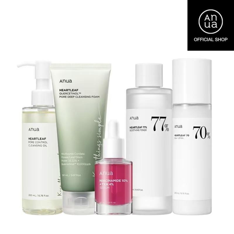 [Anua Official Store] UltimateSkincare Regular Set Cleansing Oil + Deep Cleansing Foam + Toner + Color-Changing Serum + Hydrating Lotion Cleanser Facial