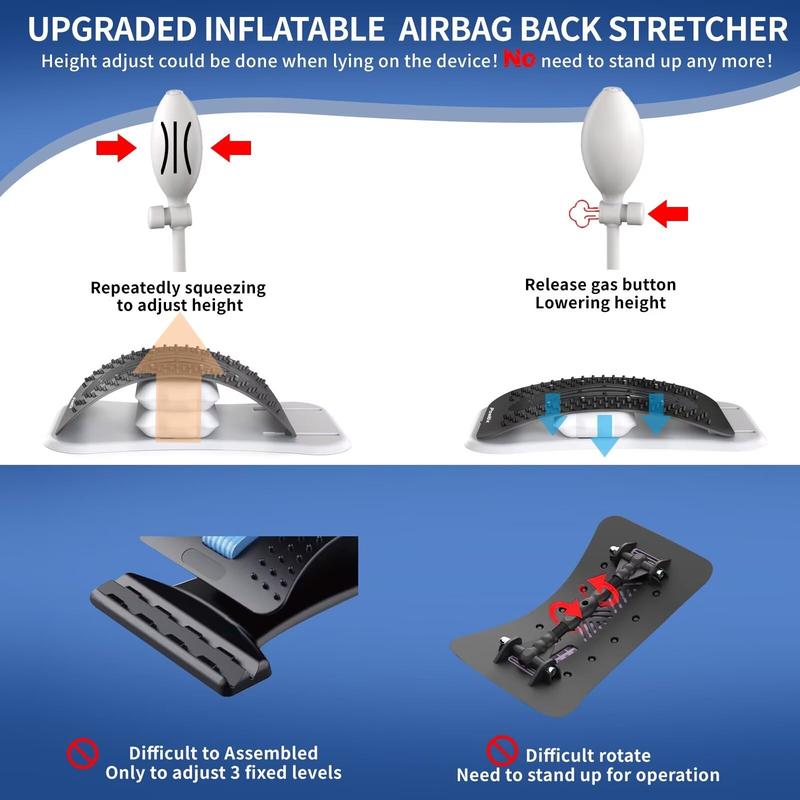 Back Stretcher for Lower Back Pain Relief, Upgraded Lumbar  Cracker Back Popper with Adjustable Air Cushion, Magnetic & Pad Body Care Daily