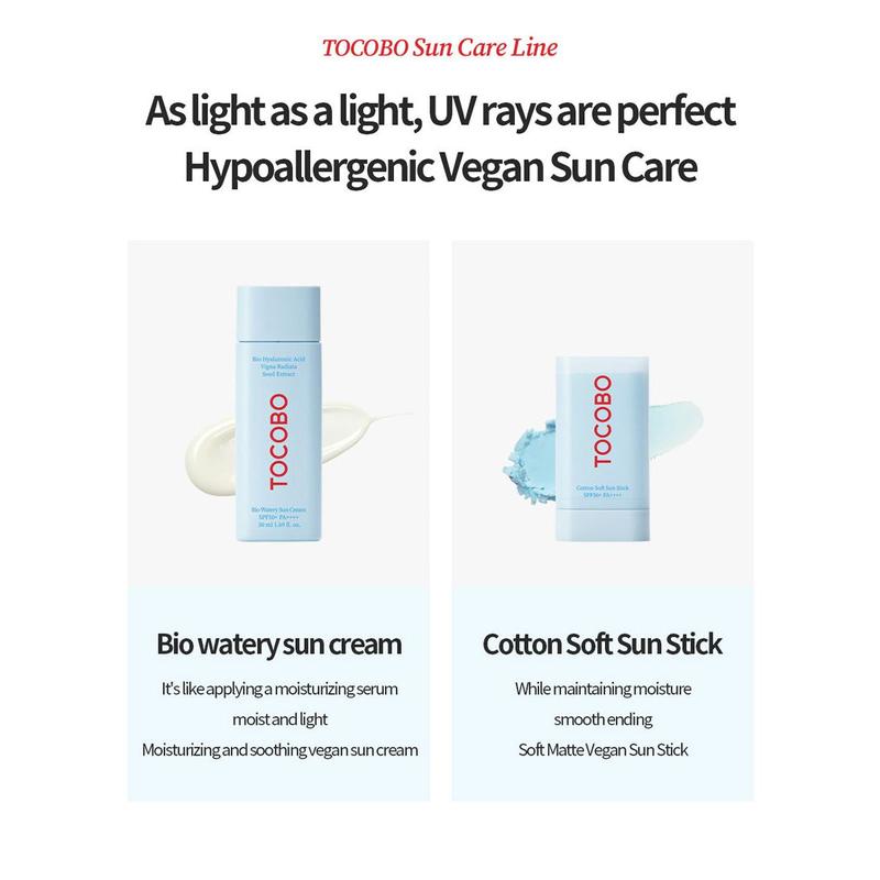 [TOCOBO] Bio Watery Sun Cream Duo SPF50+ PA++++ 50ml, Moisturizing sunscreen, No White Cast, Strong UV Protection, Moist Essence Type, Ocean Friendly-Reef Safe Koren Skin Care