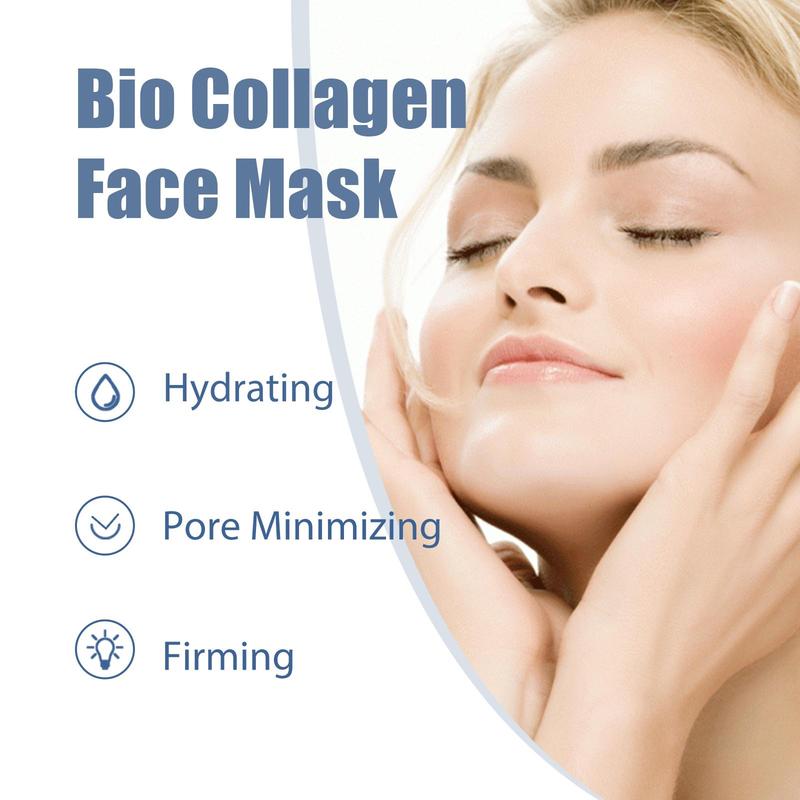 Collagen Face Mask, 5 10pcs Hydrating & Firming Face Mask, Moisturizing & Nourishing Face Mask, Face Care Mask for Women & Men, Skincare Products, Christmas Gift
