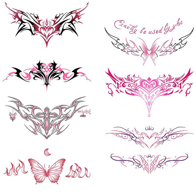 Butterfly & Heart Pattern Temporary Tattoo Sticker, 7 Counts set Creative Fake Tattoo Sticker, Waterproof Fake Tattoo for Women & Men